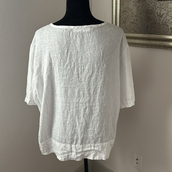 Assembly Label 100% Linen shirt sleeves boxy round collar blouse top Sz 10 - Picture 4 of 8